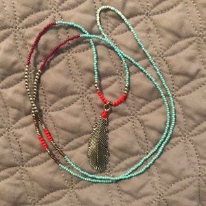 Beaded feather necklace